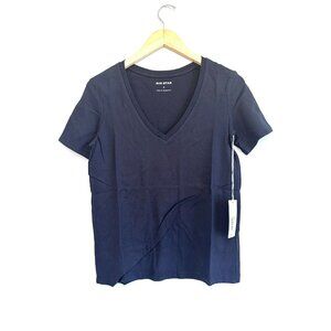 Big Star Shirt Womens SMALL Black Vneck Short Sleeve Casual Pima Cotton $48 NWT